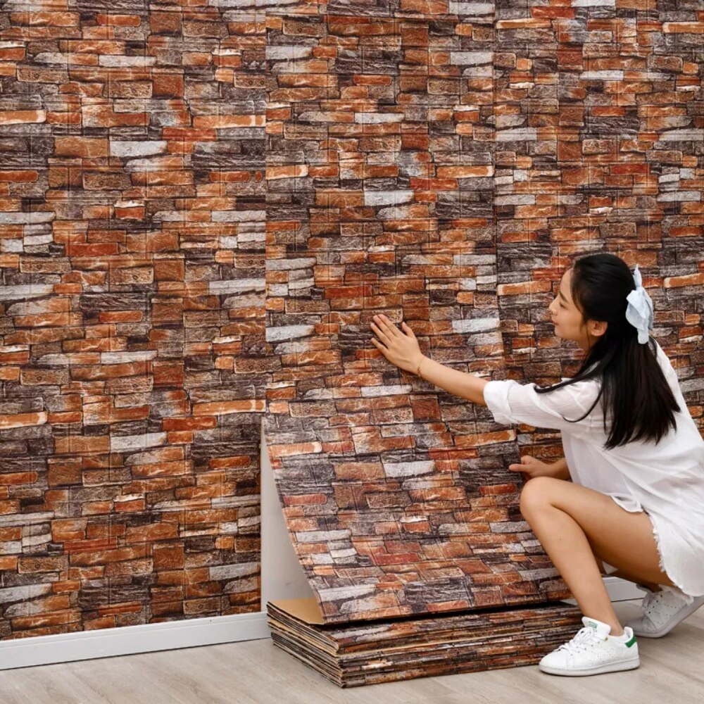 70cm*1m  3D Brick Pattern Wall - Pvc Panel Background recension och pris